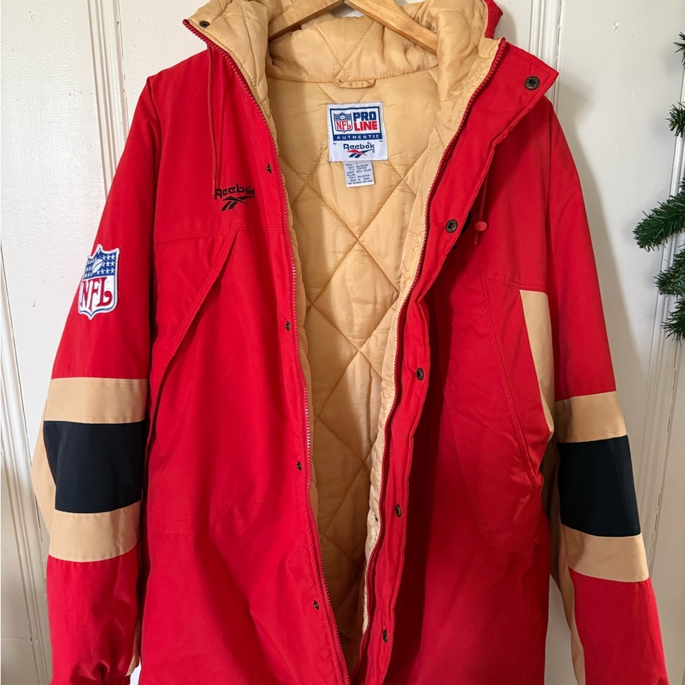 Vintage Authentic San Francisco 49ers NFL Pro Line Reebok hooded jacket Size L